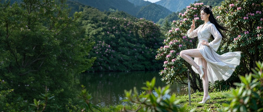 古风仙侠女子山水练剑